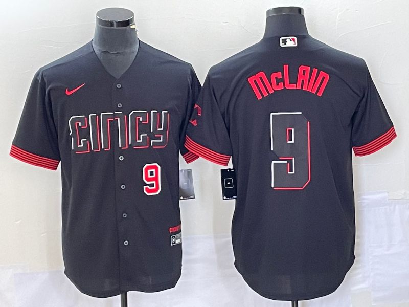 Men Cincinnati Reds #9 Mclain Nike Black 2023 City Connect Replica Player MLB Jersey7->more jerseys->MLB Jersey
